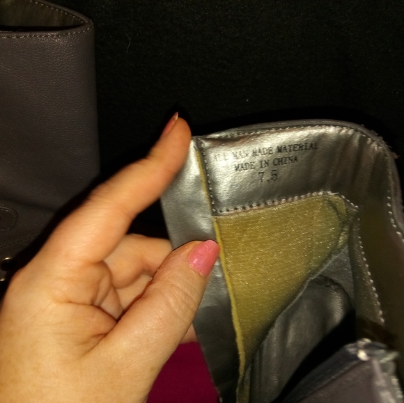 Dark grey embellished heeled boots - Picture 4 of 5